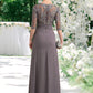 Marianna A-Line Scoop Neck Floor-Length Chiffon Lace Mother of the Bride Dress With Beading Sequins DL126P0014546