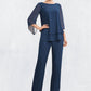 Chloe Jumpsuit/Pantsuit Scoop Neck Floor-Length Chiffon Mother of the Bride Dress With Beading DL126P0014548