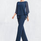 Chloe Jumpsuit/Pantsuit Scoop Neck Floor-Length Chiffon Mother of the Bride Dress With Beading DL126P0014548