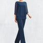 Chloe Jumpsuit/Pantsuit Scoop Neck Floor-Length Chiffon Mother of the Bride Dress With Beading DL126P0014548