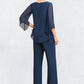 Chloe Jumpsuit/Pantsuit Scoop Neck Floor-Length Chiffon Mother of the Bride Dress With Beading DL126P0014548