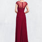 Savannah Sheath/Column Scoop Neck Floor-Length Chiffon Mother of the Bride Dress With Ruffle Beading Appliques Lace Sequins Split Front DL126P0014549