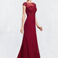 Savannah Sheath/Column Scoop Neck Floor-Length Chiffon Mother of the Bride Dress With Ruffle Beading Appliques Lace Sequins Split Front DL126P0014549