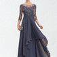 Kiara A-Line Scoop Neck Floor-Length Chiffon Lace Mother of the Bride Dress With Cascading Ruffles DL126P0014550