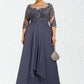 Kiara A-Line Scoop Neck Floor-Length Chiffon Lace Mother of the Bride Dress With Cascading Ruffles DL126P0014550