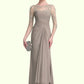 Alexis A-Line Scoop Neck Floor-Length Chiffon Lace Mother of the Bride Dress With Beading Sequins Cascading Ruffles DL126P0014551