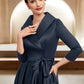 Alexa A-Line V-neck Asymmetrical Satin Mother of the Bride Dress With Bow(s) Pockets DL126P0014553