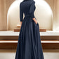 Alexa A-Line V-neck Asymmetrical Satin Mother of the Bride Dress With Bow(s) Pockets DL126P0014553