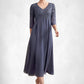 Maren A-line V-Neck Tea-Length Chiffon Lace Mother of the Bride Dress With Beading DL126P0014554