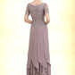 Esme A-Line Scoop Neck Ankle-Length Chiffon Lace Mother of the Bride Dress With Cascading Ruffles DL126P0014555