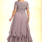 Esme A-Line Scoop Neck Ankle-Length Chiffon Lace Mother of the Bride Dress With Cascading Ruffles DL126P0014555