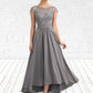 Harper A-Line Scoop Neck Asymmetrical Chiffon Lace Mother of the Bride Dress DL126P0014556