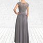 Harper A-Line Scoop Neck Asymmetrical Chiffon Lace Mother of the Bride Dress DL126P0014556