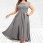 Harper A-Line Scoop Neck Asymmetrical Chiffon Lace Mother of the Bride Dress DL126P0014556