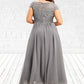 Harper A-Line Scoop Neck Asymmetrical Chiffon Lace Mother of the Bride Dress DL126P0014556