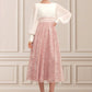 Lana A-Line Scoop Neck Tea-Length Chiffon Lace Mother of the Bride Dress With Beading DL126P0014557