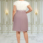 Leah Sheath/Column Scoop Neck Knee-Length Chiffon Lace Mother of the Bride Dress DL126P0014559