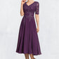 Cora A-line V-Neck Tea-Length Chiffon Lace Mother of the Bride Dress With Sequins DL126P0014561