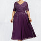 Cora A-line V-Neck Tea-Length Chiffon Lace Mother of the Bride Dress With Sequins DL126P0014561