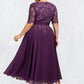 Cora A-line V-Neck Tea-Length Chiffon Lace Mother of the Bride Dress With Sequins DL126P0014561