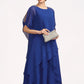 Kendal A-Line Scoop Neck Tea-Length Chiffon Mother of the Bride Dress With Beading Sequins Cascading Ruffles DL126P0014562