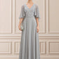 Tricia A-line V-Neck Floor-Length Chiffon Lace Mother of the Bride Dress With Beading Sequins DL126P0014563