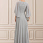 Tricia A-line V-Neck Floor-Length Chiffon Lace Mother of the Bride Dress With Beading Sequins DL126P0014563