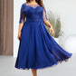 Susie A-Line Scoop Neck Tea-Length Chiffon Lace Mother of the Bride Dress With Sequins DL126P0014565