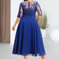 Susie A-Line Scoop Neck Tea-Length Chiffon Lace Mother of the Bride Dress With Sequins DL126P0014565