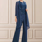 Stella Jumpsuit/Pantsuit Scoop Neck Floor-Length Chiffon Lace Mother of the Bride Dress With Sequins DL126P0014567