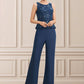 Stella Jumpsuit/Pantsuit Scoop Neck Floor-Length Chiffon Lace Mother of the Bride Dress With Sequins DL126P0014567