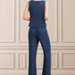 Stella Jumpsuit/Pantsuit Scoop Neck Floor-Length Chiffon Lace Mother of the Bride Dress With Sequins DL126P0014567