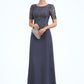 Joyce A-Line Scoop Neck Floor-Length Chiffon Lace Mother of the Bride Dress DL126P0014568