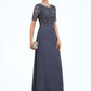 Joyce A-Line Scoop Neck Floor-Length Chiffon Lace Mother of the Bride Dress DL126P0014568