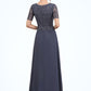 Joyce A-Line Scoop Neck Floor-Length Chiffon Lace Mother of the Bride Dress DL126P0014568