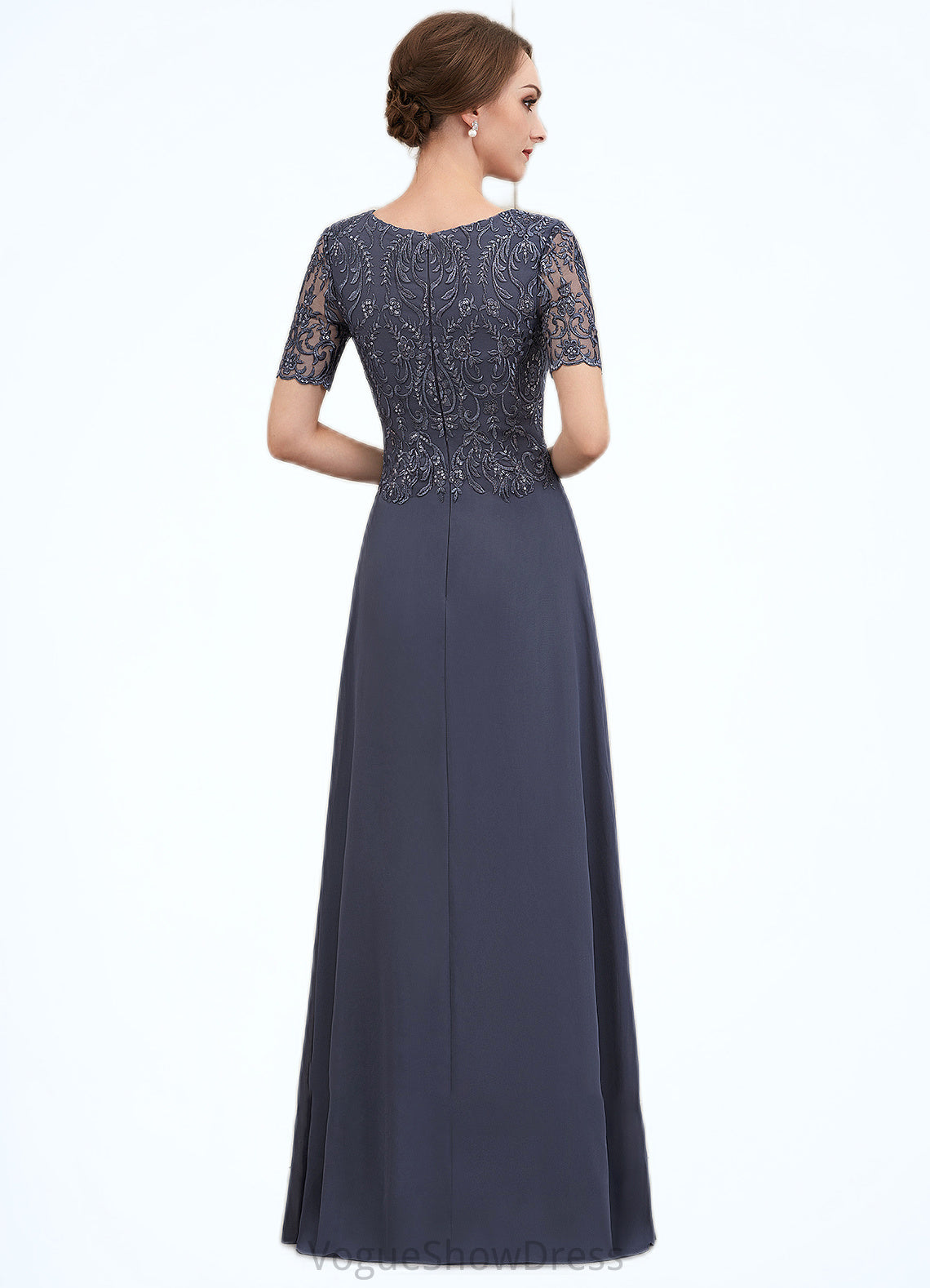 Joyce A-Line Scoop Neck Floor-Length Chiffon Lace Mother of the Bride Dress DL126P0014568