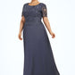 Joyce A-Line Scoop Neck Floor-Length Chiffon Lace Mother of the Bride Dress DL126P0014568