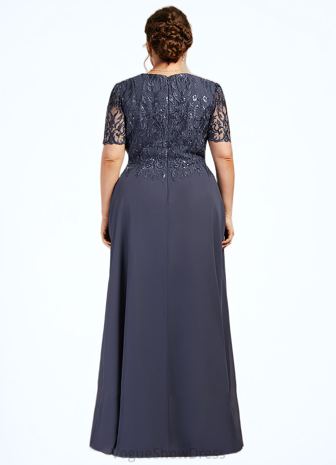 Joyce A-Line Scoop Neck Floor-Length Chiffon Lace Mother of the Bride Dress DL126P0014568