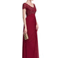 Caitlyn A-Line V-neck Floor-Length Chiffon Lace Mother of the Bride Dress With Ruffle Beading DL126P0014569