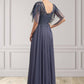 Florence A-line V-Neck Floor-Length Chiffon Lace Mother of the Bride Dress With Beading Sequins DL126P0014571