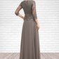 Isla A-Line V-neck Floor-Length Chiffon Lace Mother of the Bride Dress With Sequins DL126P0014574