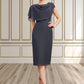 Nia Sheath/Column Scoop Neck Knee-Length Chiffon Mother of the Bride Dress With Beading Cascading Ruffles DL126P0014576