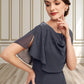 Nia Sheath/Column Scoop Neck Knee-Length Chiffon Mother of the Bride Dress With Beading Cascading Ruffles DL126P0014576