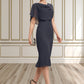 Nia Sheath/Column Scoop Neck Knee-Length Chiffon Mother of the Bride Dress With Beading Cascading Ruffles DL126P0014576