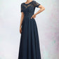 Angie A-Line Scoop Neck Floor-Length Chiffon Lace Mother of the Bride Dress With Beading Sequins DL126P0014577