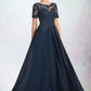 Angie A-Line Scoop Neck Floor-Length Chiffon Lace Mother of the Bride Dress With Beading Sequins DL126P0014577