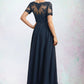 Angie A-Line Scoop Neck Floor-Length Chiffon Lace Mother of the Bride Dress With Beading Sequins DL126P0014577