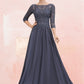 Alani A-Line Scoop Neck Floor-Length Chiffon Lace Mother of the Bride Dress With Beading Sequins DL126P0014578