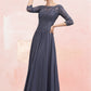 Alani A-Line Scoop Neck Floor-Length Chiffon Lace Mother of the Bride Dress With Beading Sequins DL126P0014578