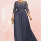 Alani A-Line Scoop Neck Floor-Length Chiffon Lace Mother of the Bride Dress With Beading Sequins DL126P0014578